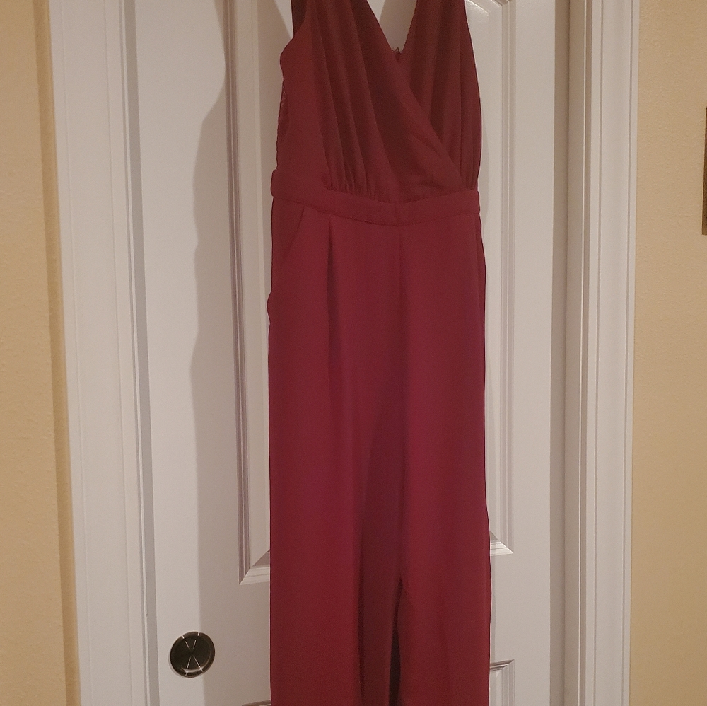 NEW WITH TAGS-Lulu wine colored jumpsuit